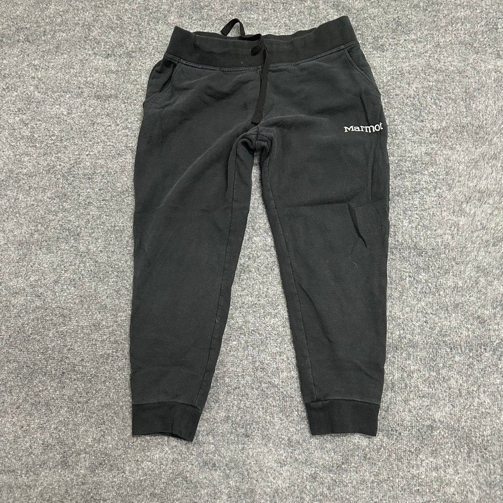 Marmot Sweatpants Womens Size XL Black Cotton Blend Joggers Cuffed Drawstring